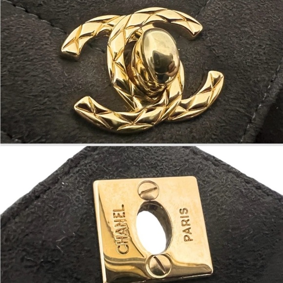 RARE Vintage CHANEL Chevron V-Line Fringe Bijou Chain Shoulder Bag – Brown Suede - Picture 3 of 14